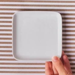 Karaca Epsilon Quadratischer Dessert-/Beilagenteller aus Porzellan, 13 cm, Weiß