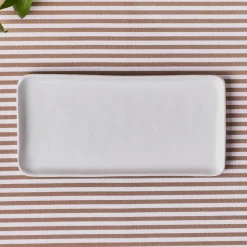 Karaca Epsilon Rechteckige Servierplatte aus Porzellan, 26 cm, Weiß