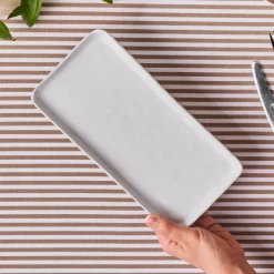 Karaca Epsilon Rechteckige Servierplatte aus Porzellan, 26 cm, Weiß