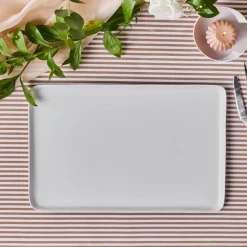 Karaca Epsilon Rechteckige Servierplatte aus Porzellan, 44 cm, Weiß