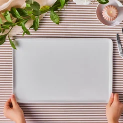 Karaca Epsilon Rechteckige Servierplatte aus Porzellan, 44 cm, Weiß