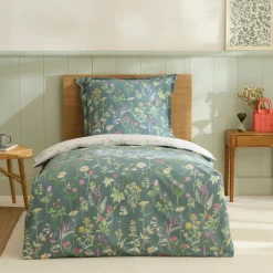 Karaca Evergreen Renforcé Bettwäsche-Set, Einzelbett, Grün