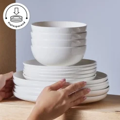 Karaca Favaro für 12 Personen Geschirrset, 56 Teilig, New Generation Bone