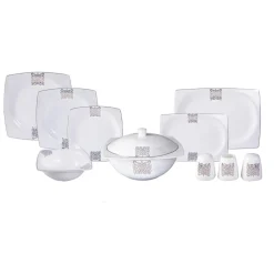 Karaca Fine Bone Lotus 43 Parça 8 Kişilik Yemek Takımı Kare