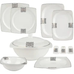 Karaca Fine Bone New Lotus 60 Pieces Dinnerware Set Square