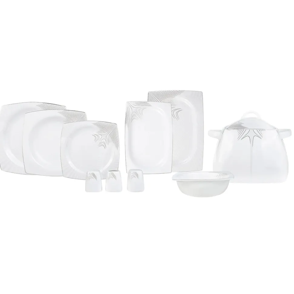 Karaca Fine Bone New Together Alone Gold 60-teiliges Quadratisches Geschirr für 12 Personen