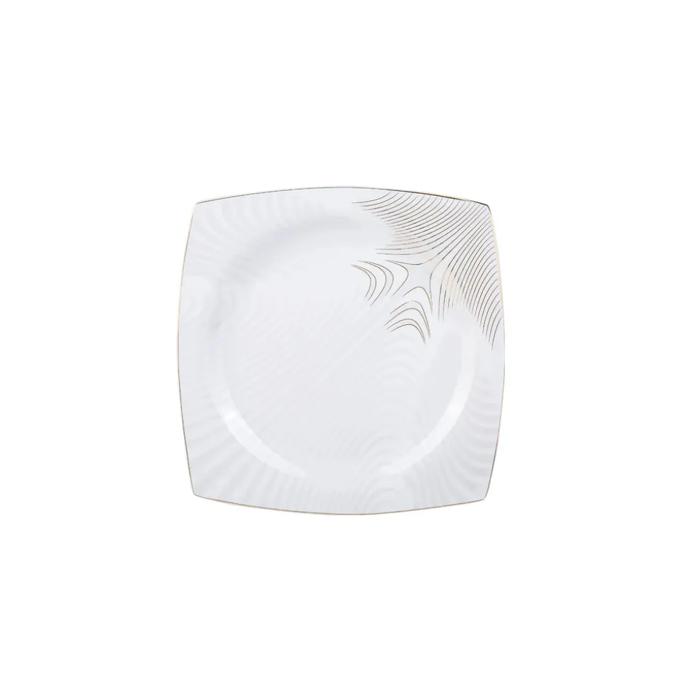 Karaca Fine Bone New Together Alone Gold 60-teiliges Quadratisches Geschirr für 12 Personen