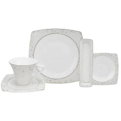 Karaca Fine Pearl Antares 26-teiliges quadratisches Frühstücksset und Servierschalen Perlmutt für 6 Personen