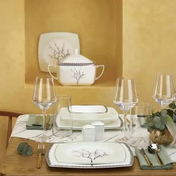 Karaca Fine Pearl Banyan 62-teiliges Geschirrset für 12 Personen