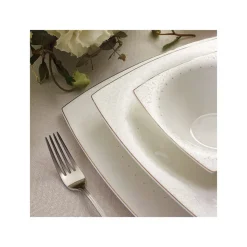 Karaca Fine Pearl Belha 62-teiliges quadratisches Perlmutt Dinner-Set für 12 Personen