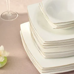 Karaca Fine Pearl Dara 58-Teiliges 12-Personen Geschirrset Gold