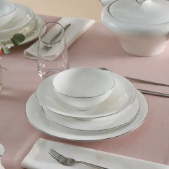 Karaca Fine Pearl Extra Argento 55-Teiliges Tafelservice Für 12 Personen, Platin