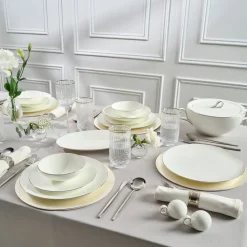 Karaca Fine Pearl Extra Chanak 55-teiliges Tafelservice für 12 Personen Platin