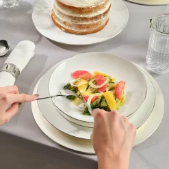 Karaca Fine Pearl Extra Chanak 55-teiliges Tafelservice für 12 Personen Platin