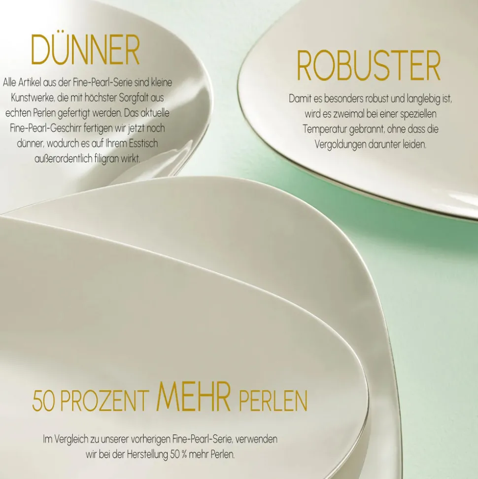 Karaca Fine Pearl Extra Chanak 62-Teiliges 12-Personen Geschirrset Gold