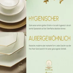 Karaca Fine Pearl Extra Chanak 62-Teiliges 12-Personen Geschirrset Gold