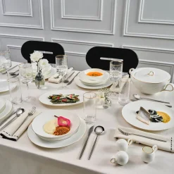 Karaca Fine Pearl Extra Chanak 55-teiliges Tafelservice für 12 Personen, Gold