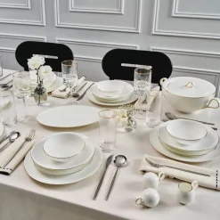 Karaca Fine Pearl Extra Chanak 55-teiliges Tafelservice für 12 Personen, Gold