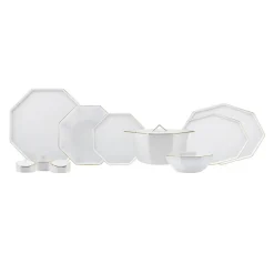 Karaca Fine Pearl Extra Eight Corner 62-Teiliges 12-Personen Geschirrset Gold