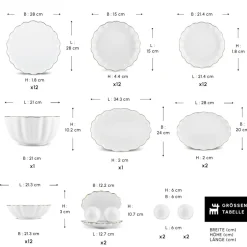 Karaca Fine Pearl Extra Shell 58 Stück 12 Sitzer Dinner Set Gold