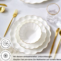 Karaca Fine Pearl Extra Shell 58 Stück 12 Sitzer Dinner Set Gold