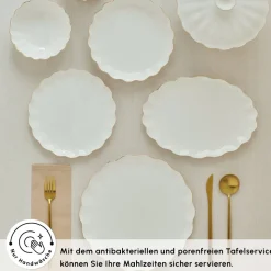 Karaca Fine Pearl Extra Shell 55-teiliges 12-Personen Geschirrset Gold