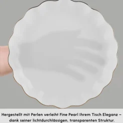 Karaca Fine Pearl Extra Shell 55-teiliges 12-Personen Geschirrset Gold