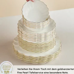 Karaca Fine Pearl Extra Shell 55-teiliges 12-Personen Geschirrset Gold
