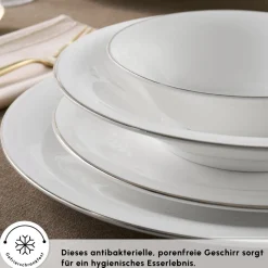 Karaca Fine Pearl Fame 58-teiliges Tafelservice für 12 Personen, Platin