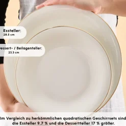 Karaca Fine Pearl Fame 58-teiliges Tafelservice für 12 Personen, Gold