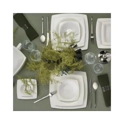 Karaca Fine Pearl Melita 62-teiliges Pearl Geschirrset für 12 Personen Quadratisch