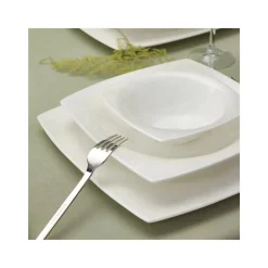 Karaca Fine Pearl Melita 62-teiliges Pearl Geschirrset für 12 Personen Quadratisch