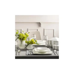 Karaca Fine Pearl Neklus 62-teiliges Tafelservice für 12 Personen Eckig