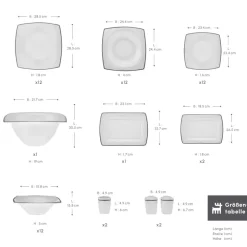 Karaca Fine Pearl Neklus 58-Teiliges 12-Personen Geschirrset Platin