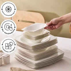 Karaca Fine Pearl New Agate 58-Teiliges 12-Personen Geschirrset Gold