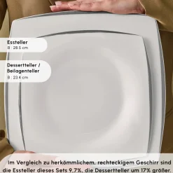 Karaca Fine Pearl New Agate 58-Teiliges 12-Personen Geschirrset Platin