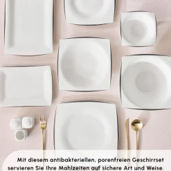 Karaca Fine Pearl New Agate 58-Teiliges 12-Personen Geschirrset Platin