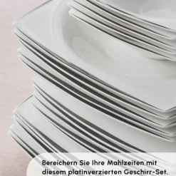 Karaca Fine Pearl New Agate 58-Teiliges 12-Personen Geschirrset Platin
