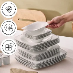 Karaca Fine Pearl New Agate 58-Teiliges 12-Personen Geschirrset Platin