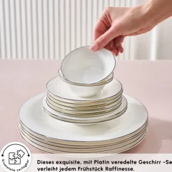 Karaca Fine Pearl New Fame Frühstücksset für 6 Personen, 26-teilig – Platin