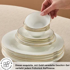 Karaca Fine Pearl New Fame Frühstücksset für 6 Personen, 26-teilig – Gold