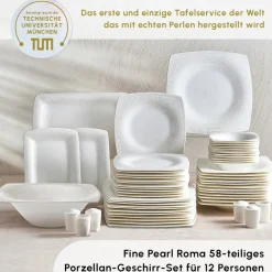Karaca Fine Pearl Roma 58-Teiliges 12-Personen Geschirrset