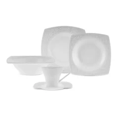 Karaca Fine Pearl Roma 26-Teiliges 6-Personen Frühstücksset Quadrat