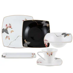 Karaca Fine Pearl Unique 26 Pieces Pearl Breakfast and Serveware Set Square, for 6 Person