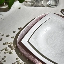 Karaca Fine Pearl Valentina 62 Pieces Pearl Dinnerware Square, Service for 12