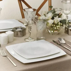 Karaca Fine Pearl Valentina 62 Pieces Pearl Dinnerware Square, Service for 12