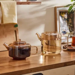 Karaca Flache Borosilikatglas Teekanne Amber