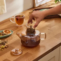 Karaca Flache Borosilikatglas Teekanne Amber