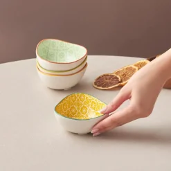 Karaca Floral Snack Schale, Orange, Dreieck, 10 cm