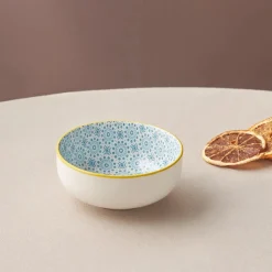 Karaca Floral Snack Schale, Blau, Rund, 10 cm